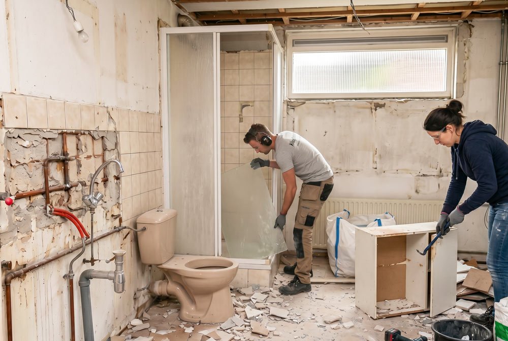 badkamer slopen en een container huren